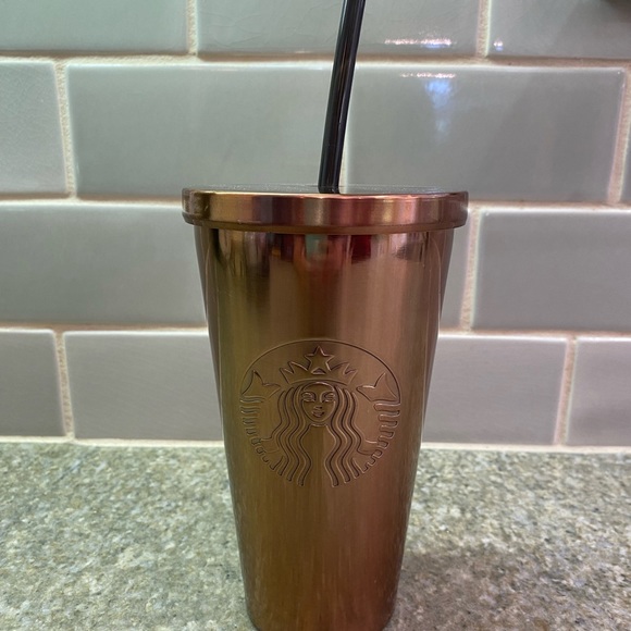 Rare! Gold/bronze/copper Starbucks grande cold cup - Picture 1 of 4